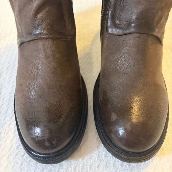 A.S.98 Judd Brown/Gray Leather Strappy Calf Boots Size 39/8.5 Western Boho - Picture 3 of 16